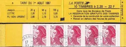 FRANKREICH 1985 Mi-Nr. MH 2510 YT 2376 mit Bogennummer Markenheft/booklet o used - aus Abo