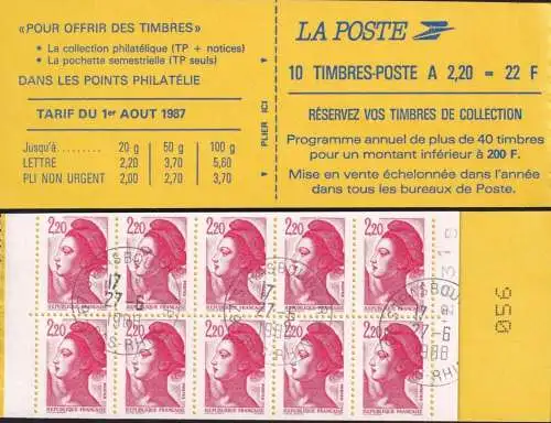 FRANKREICH 1985 Mi-Nr. MH 2510 DD YT 2427 mit Bogennummer Markenheft/booklet o used - aus Abo