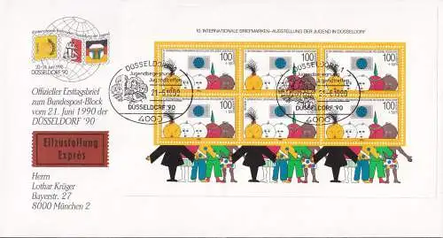 DEUTSCHLAND 1990 Mi-Nr. Block 21 FDC