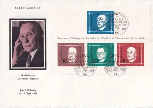 DEUTSCHLAND 1968 Mi-Nr. Block 4 FDC