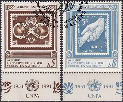 UNO WIEN 1991 Mi-Nr. 121/22 TAB o used - aus Abo