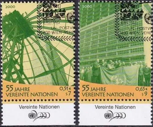 UNO WIEN 2000 Mi-Nr. 309/10 TAB o used aus Abo