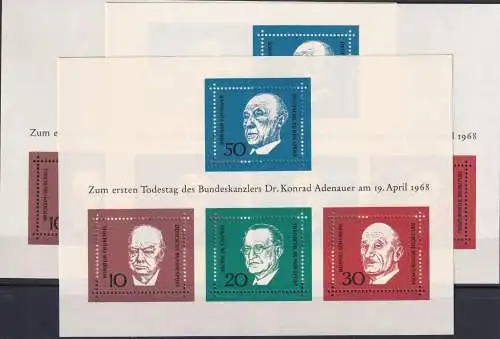 DEUTSCHLAND 1968 Mi-Nr. Block 4 3 Stück ** MNH