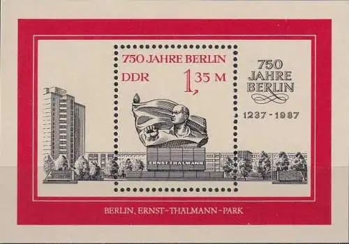 DDR 1987 Mi-Nr. Block 89 ** MNH