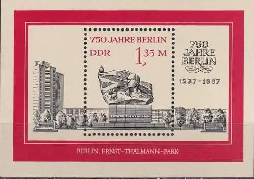 DDR 1987 Mi-Nr. Block 89 ** MNH