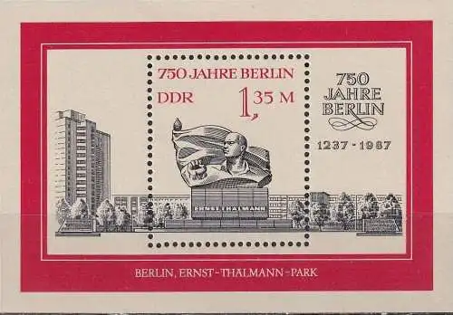 DDR 1987 Mi-Nr. Block 89 ** MNH