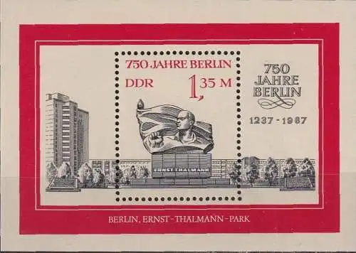 DDR 1987 Mi-Nr. Block 89 ** MNH