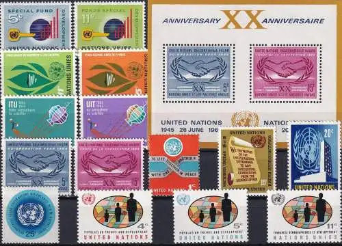 UNO NEW YORK 1965 Mi-Nr. 148-162 kompletter Jahrgang/complete year set ** MNH