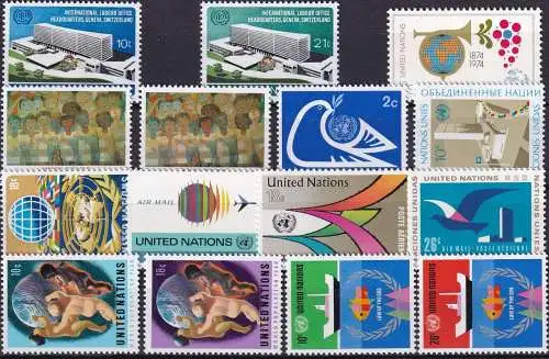 UNO NEW YORK 1974 Mi-Nr. 264-78 kompletter Jahrgang/complete year set ** MNH