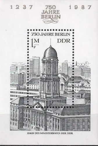 DDR 1986 Mi-Nr. Block 84 ** MNH