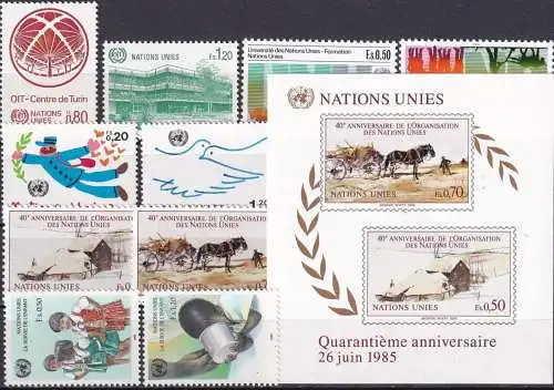 UNO GENF 1985 Mi-Nr. 127-136 kompletter Jahrgang/complete year set ** MNH