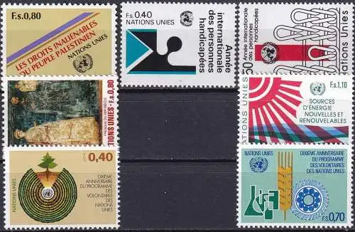 UNO GENF 1981 Mi-Nr. 96-102 kompletter Jahrgang/complete year set ** MNH