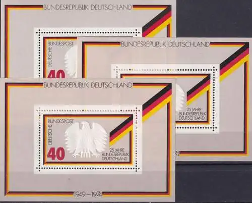 DEUTSCHLAND 1974 Mi-Nr. Block 10 3x ** MNH