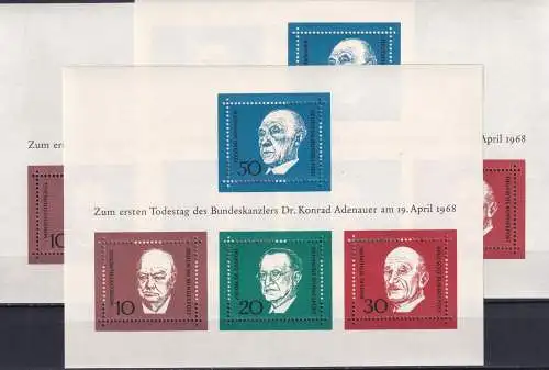 DEUTSCHLAND 1968 Mi-Nr. Block 4 3 Stück ** MNH