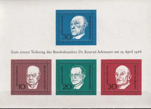 DEUTSCHLAND 1968 Mi-Nr. Block 4 ** MNH