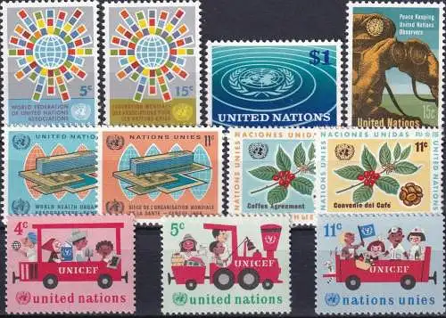 UNO NEW YORK 1966 Mi-Nr. 163-73 kompletter Jahrgang/complete year set ** MNH