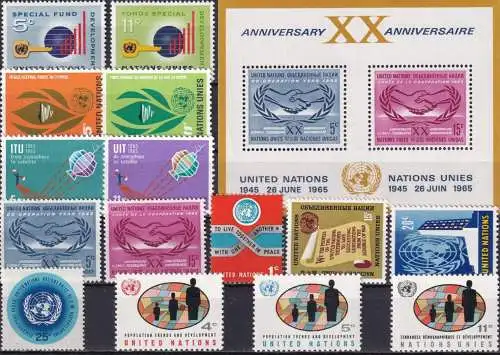 UNO NEW YORK 1965 Mi-Nr. 148-162 kompletter Jahrgang/complete year set ** MNH