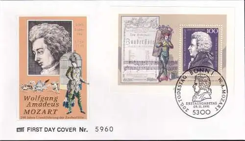 DEUTSCHLAND 1991 Mi-Nr. Block 26 FDC