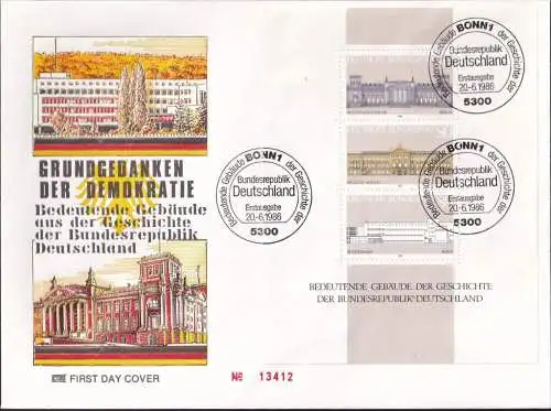 DEUTSCHLAND 1986 Mi-Nr. Block 20 FDC