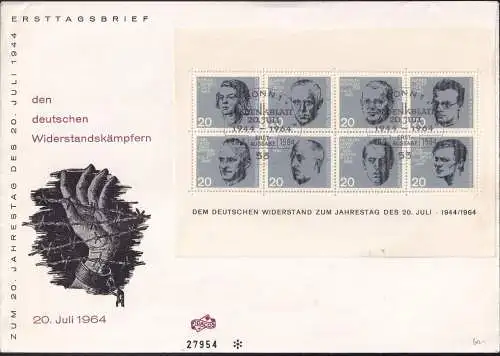 DEUTSCHLAND 1964 Mi-Nr. Block 3 FDC