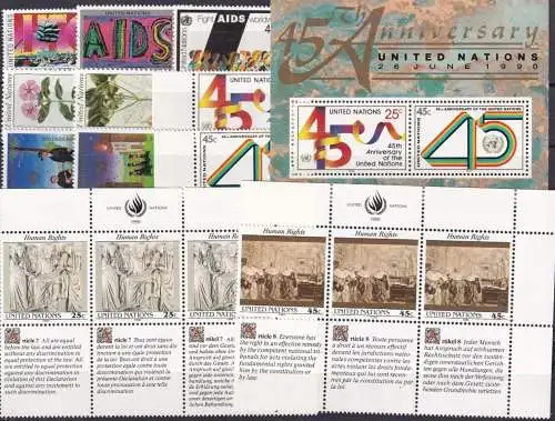 UNO NEW YORK 1990 Mi-Nr. 597-07 kompletter Jahrgang/complete year set ** MNH