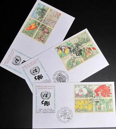 UNO NEW YORK - WIEN - GENF 1996 Gefährdete Arten 3 FDC