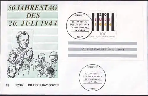 DEUTSCHLAND 1994 Mi-Nr. Block 29 FDC Stempel Berlin