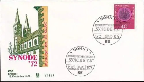 DEUTSCHLAND 1972 Mi-Nr. 752 FDC