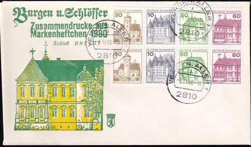 DEUTSCHLAND 1980 Mi-Nr. HBL 28 aus MH 23 Stempel Verden FDC