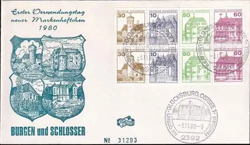 DEUTSCHLAND 1980 Mi-Nr. HBL 28 aus MH 23 Stempel Glückstadt FDC