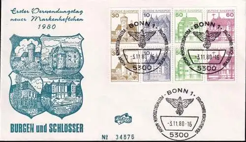 DEUTSCHLAND 1980 Mi-Nr. HBL 28 aus MH 23 Stempel Bonn FDC