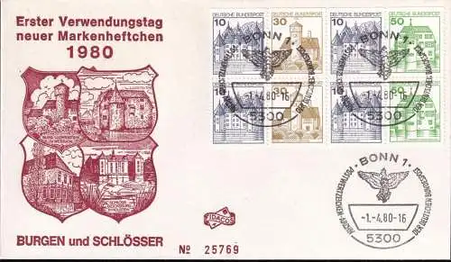 DEUTSCHLAND 1980 Mi-Nr. HBL 27 I aus MH 22 I FDC