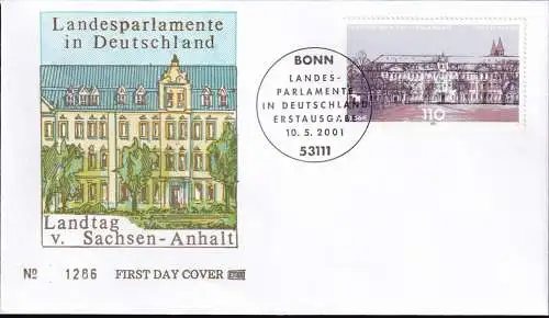 DEUTSCHLAND 2001 Mi-Nr. 2184 FDC