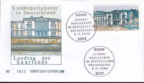 DEUTSCHLAND 2000 Mi-Nr. 2153 FDC