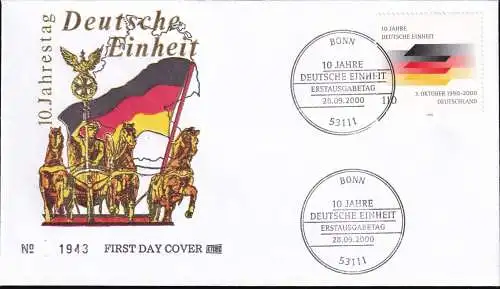 DEUTSCHLAND 2000 Mi-Nr. 2142 FDC