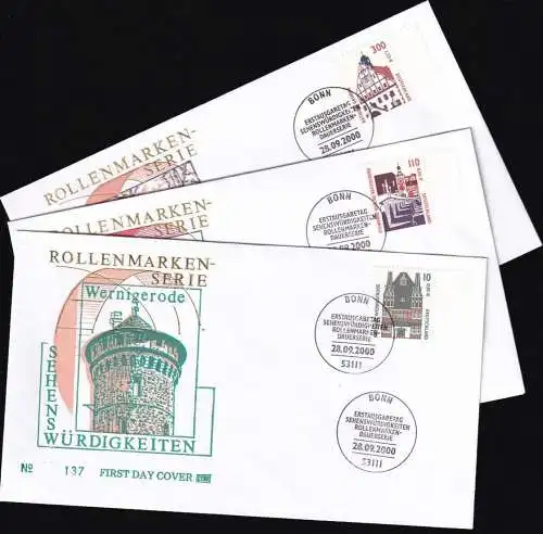 DEUTSCHLAND 2000 Mi-Nr. 2139/41 Randstücke FDC