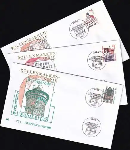 DEUTSCHLAND 2000 Mi-Nr. 2139/41 Eckrand/Randstücke FDC