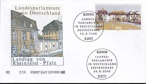 DEUTSCHLAND 2000 Mi-Nr. 2129 FDC