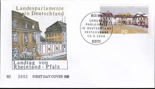 DEUTSCHLAND 2000 Mi-Nr. 2129 FDC