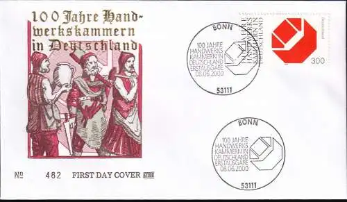 DEUTSCHLAND 2000 Mi-Nr. 2124 FDC