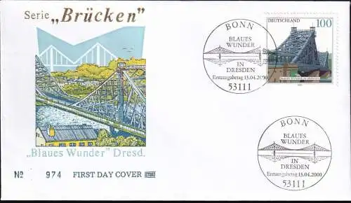 DEUTSCHLAND 2000 Mi-Nr. 2109 FDC