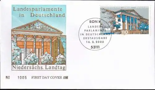 DEUTSCHLAND 2000 Mi-Nr. 2104 FDC