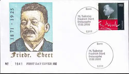 DEUTSCHLAND 2000 Mi-Nr. 2101 FDC