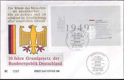 DEUTSCHLAND 1999 Mi-Nr. Block 48 FDC