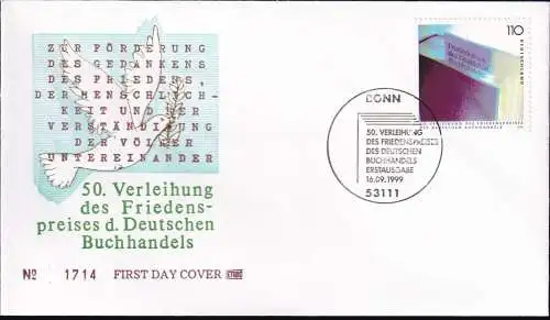 DEUTSCHLAND 1999 Mi-Nr. 2075 FDC