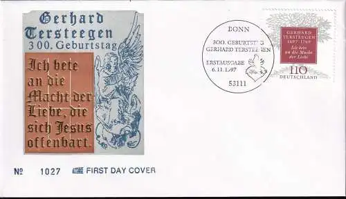 DEUTSCHLAND 1997 Mi-Nr. 1961 FDC