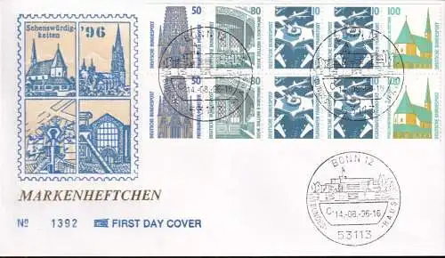 DEUTSCHLAND 1996 Mi-Nr. HBL 38 aus MH 34 FDC