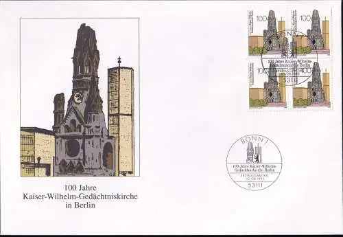 DEUTSCHLAND 1995 Mi-Nr. 1812 Viererblock FDC