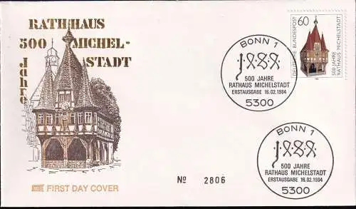 DEUTSCHLAND 1984 Mi-Nr. 1200 FDC