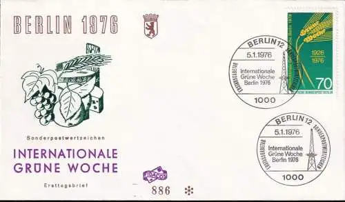 BERLIN 1976 Mi-Nr. 516 FDC